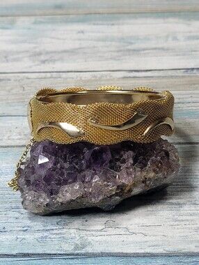 Gold Mesh Wave Bangle Bracelet - Women Jewelry